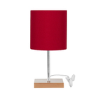 Abajur Eros Touch Cilindrico Vermelho Base Cobre Quadrada