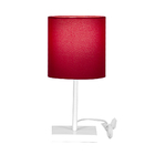 Abajur Eros Touch Cilindrico Vermelho Base Toda Branca Quad.