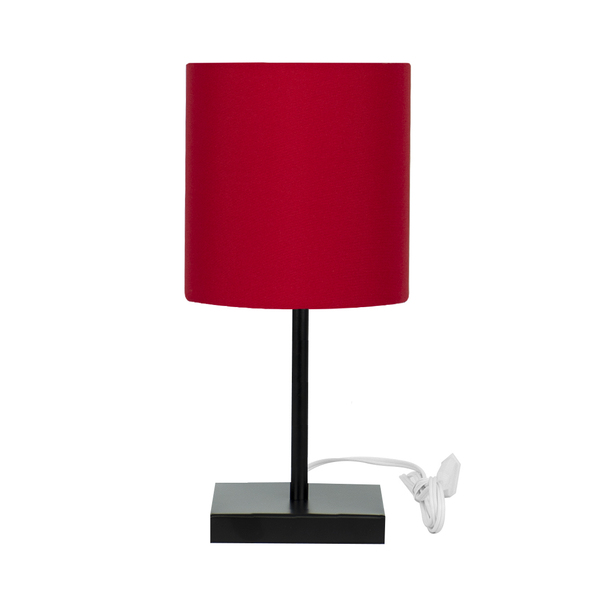 Abajur Eros Touch Cilindrico Vermelho Base Todo Preto Quad.