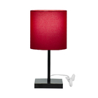 Abajur Eros Touch Cilindrico Vermelho Base Todo Preto Quad.