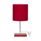 Abajur Eros Touch Cilindrico Vermelho Base Vermelho Quadrada