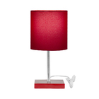Abajur Eros Touch Cilindrico Vermelho Base Vermelho Quadrada