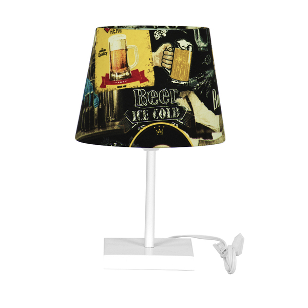 Abajur Eros Touch Dome Bar 049 Com Base Toda Branca Quadr.