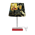 Abajur Eros Touch Dome Bar 049 Com Base Vermelha Quadrada.