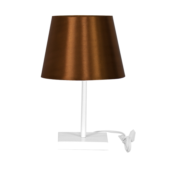 Abajur Eros Touch Dome Cobre Com Base Todo Branco Q.