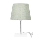 Abajur Eros Touch Linho Claro 025 Base Branco Quadrada