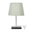 Abajur Eros Touch Linho Claro 025 Base Preto Quadrada