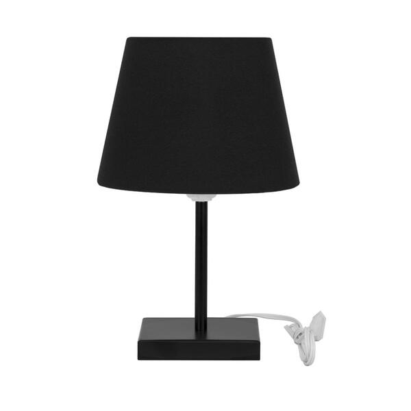 Abajur Eros Touch Preto Base Toda Preta Quadrada