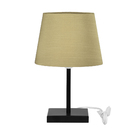 Abajur Eros Touch Shantung Dourado 031 Base Toda Preta Quad.