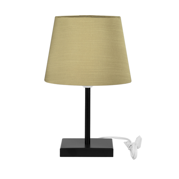 Abajur Eros Touch Shantung Dourado 031 Base Toda Preta Quad.