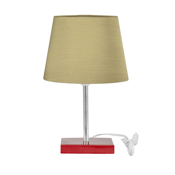 Abajur Eros Touch Shantung Dourado 031 Base Vermelha Quad.