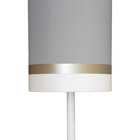 Abajur Faixas Bronze Base Branco Cúpula 20x43  Cinza