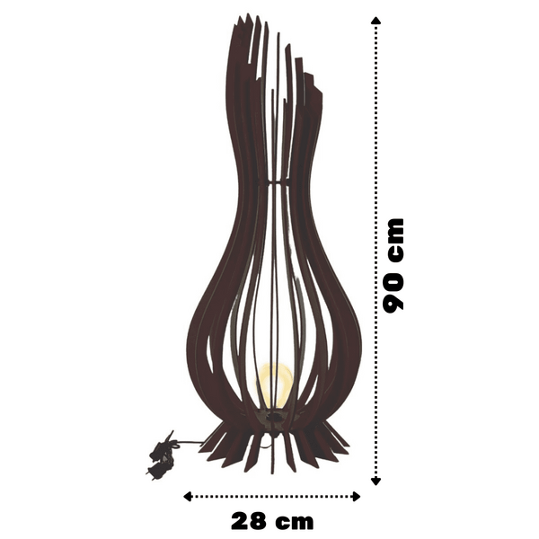 Abajur Grande De Chão Ana Maria Mdf Luminária - Preto 90x28cm