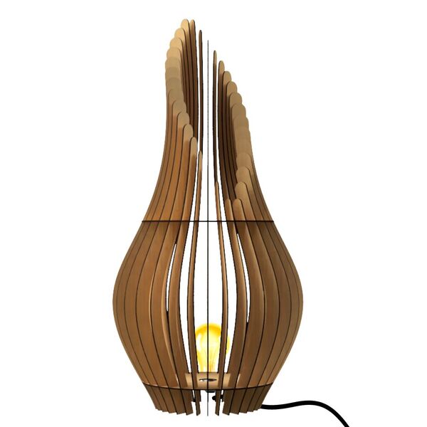 Abajur Grande De Chão Andromeda Mdf Luminária - Mdf Cru 70x25