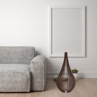 Abajur Grande De Chão Capadócia Mdf Luminária - Marrom 75x40cm