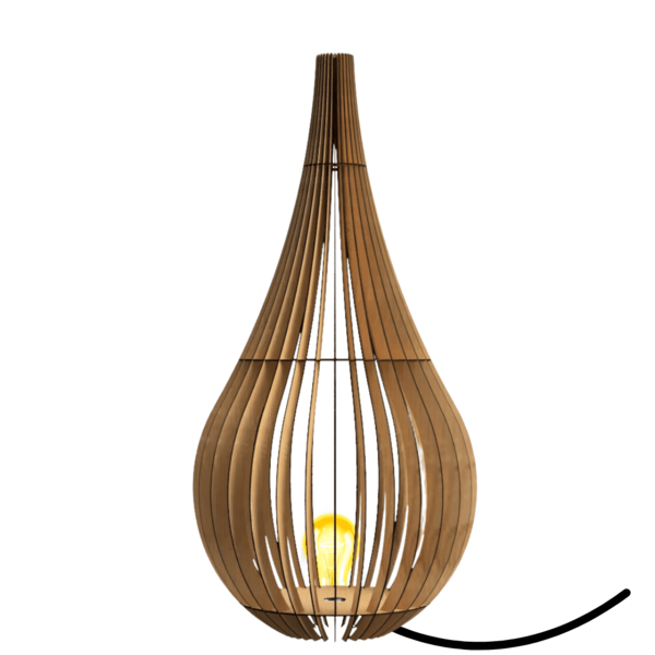 Abajur Grande De Chão Capadócia Mdf Luminária - Marrom Kit Co