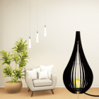 Abajur Grande De Chão Capadócia Mdf Luminária - Preto 60x30cm