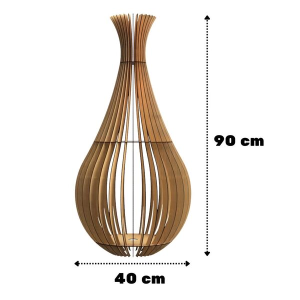 Abajur Grande De Chão Gotas De Orvalho Mdf Luminária - Mdf Cr