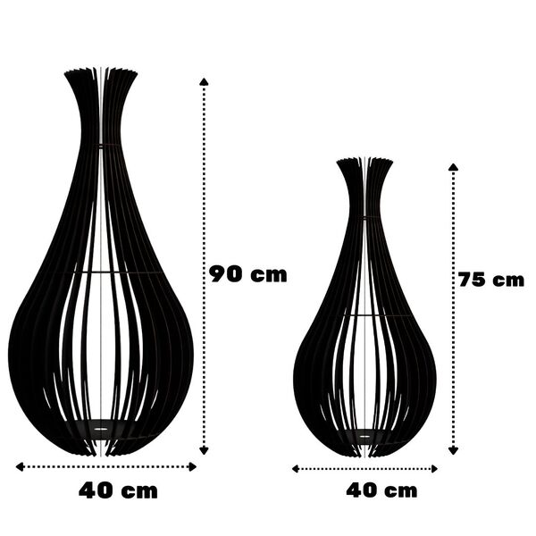 Abajur Grande De Chão Gotas De Orvalho Mdf Luminária - Preto