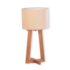 Abajur Half Madeira Natural Cúpula Linho