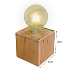 Abajur Industrial Cubo Dijon 12x12 Madeira Maciça