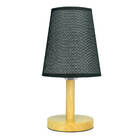 Abajur Luminária De Mesa Base De Madeira Quadrado Preto