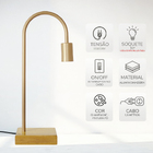 Abajur Luminária De Mesa Cabeceira Base De Madeira Champagne