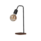 Abajur Luminária De Mesa Com Base Arredondada De Madeira Pret