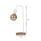 Abajur Luminária De Mesa Com Base Redonda De Madeira Branco C