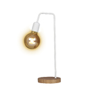 Abajur Luminária De Mesa Com Base Redonda De Madeira Branco C