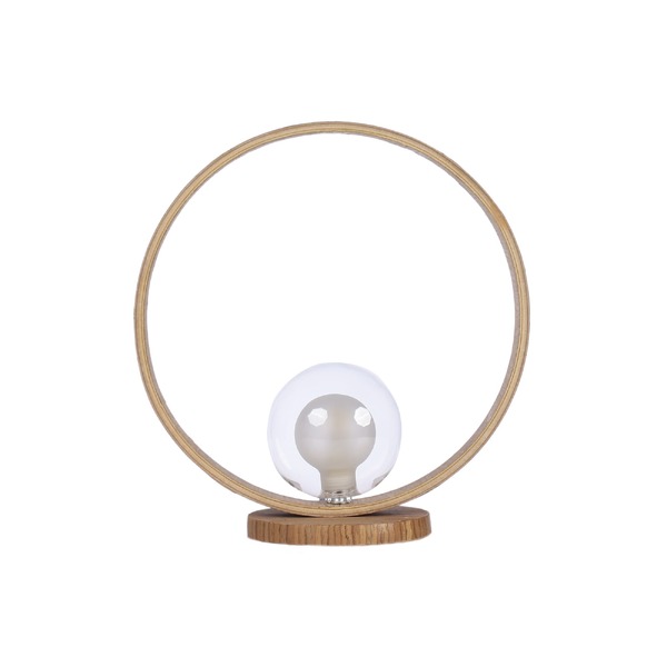 Abajur Luminária De Mesa Madeira Redonda Face - Lâmpada G9 -