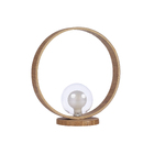 Abajur Luminária De Mesa Madeira Redonda Face - Lâmpada G9 -