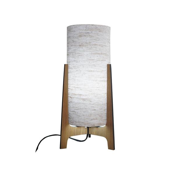 Abajur Luminária De Mesa Tripé Madeira E Cúpula Tecido Linho