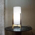 Abajur Luminária De Mesa Tripé Madeira E Cúpula Tecido Linho