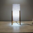 Abajur Luminária De Mesa Tripé Madeira E Cúpula Tecido Linho