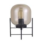 Abajur Luminaria Mesa Vidro Metal Preto Fumê Qab1335