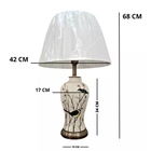 Abajur Luminária Quarto Bege Porcelana Metal 68x42