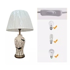 Abajur Luminária Quarto Bege Porcelana Metal 68x42