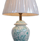 Abajur Luminária Quarto Branco Verde Floral Porcelana Metal 6