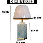 Abajur Luminária Quarto Porcelana Branco Verde Metal 65x34 Br