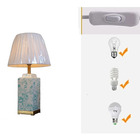 Abajur Luminária Quarto Porcelana Branco Verde Metal 65x34 Br