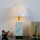 Abajur Luminária Quarto Porcelana Branco Verde Metal 65x34 Br