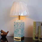 Abajur Luminária Quarto Porcelana Branco Verde Metal 65x34 Br