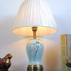 Abajur Luminária Quarto Porcelana Verde Floral Pés Metal 59x4