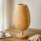 Abajur Luminária Tecelagem Bambu Rattan Luxuoso 49x24