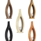 Abajur Madeira Chama G9 Cúpula Em Vidro Preto