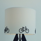 Abajur Madeira E Cúpula Bicicletas Azul Marinho E Branco