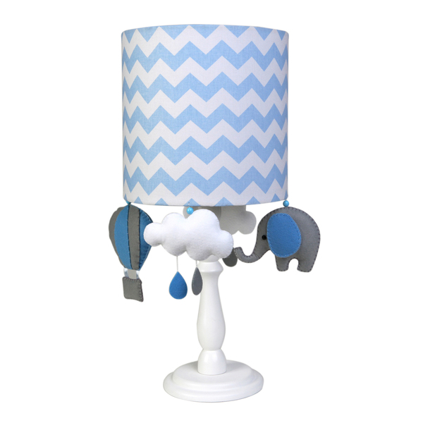 Abajur Madeira Elefante Balão Azul Bebê Infantil