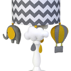 Abajur Madeira Elefante Balão Cinza Bebê Infantil