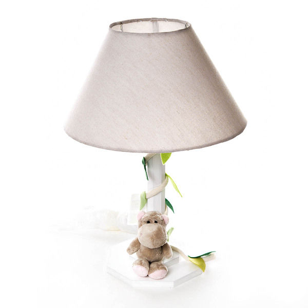 Abajur Madeira Floresta Hipopótamo Bebê Infantil